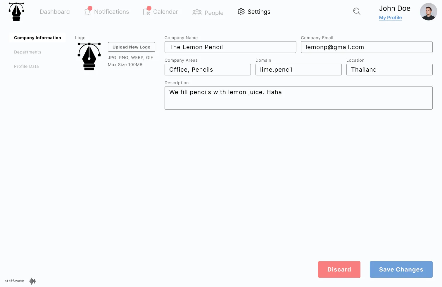 Team dashboard